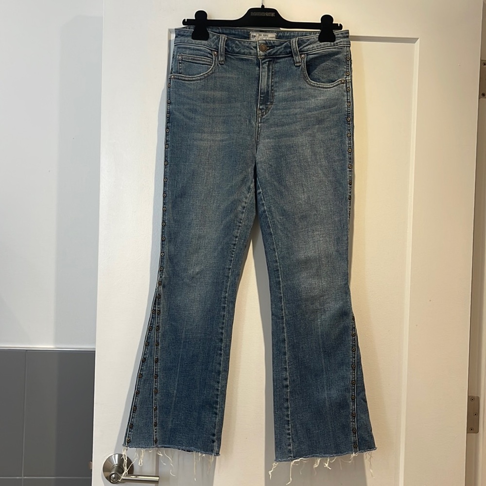 Free People Flare Grommet Jeans